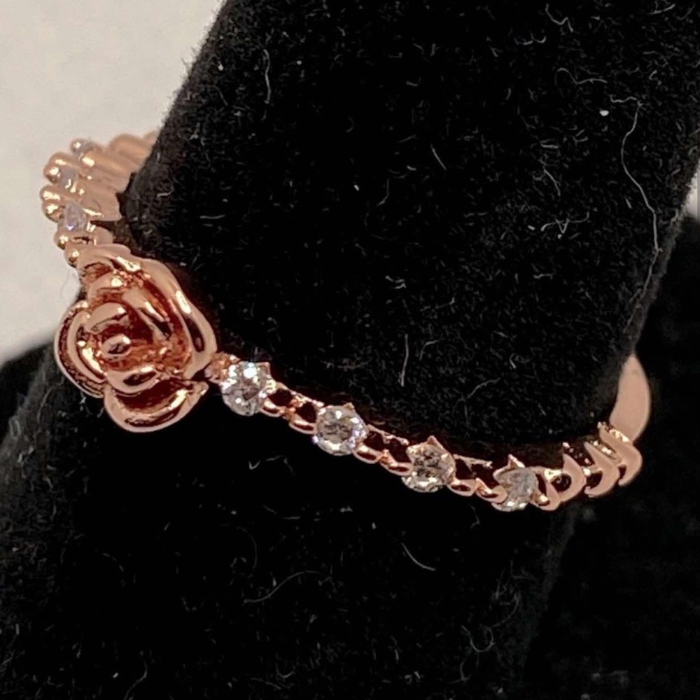 Dainty Rose Gold Ring Along Side Small CZ Stones (6,8,9)